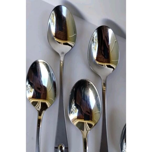 ONEIDA 18/10 Satin Garnet Stainless Lot Of 8 Spoons 4 Teaspoons 4 Soup Spoons - Picture 3 of 11